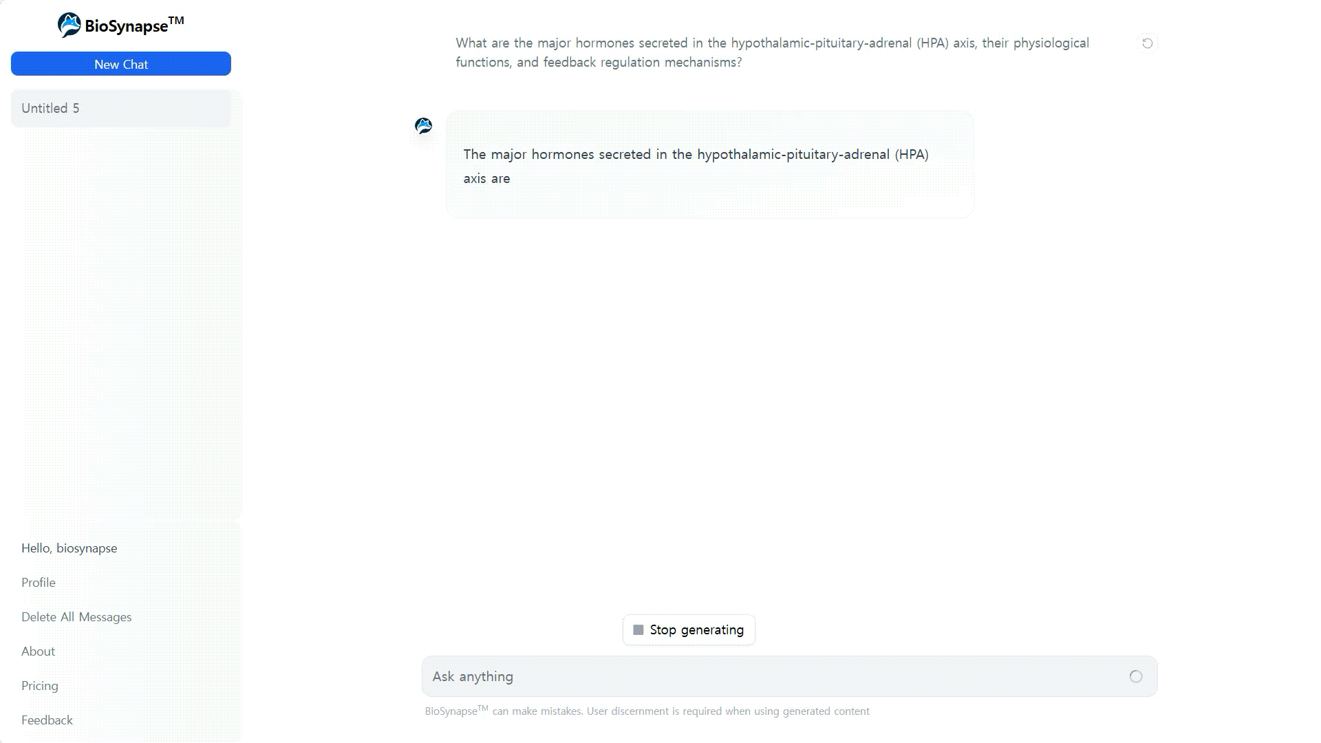 AI-generated answer screen