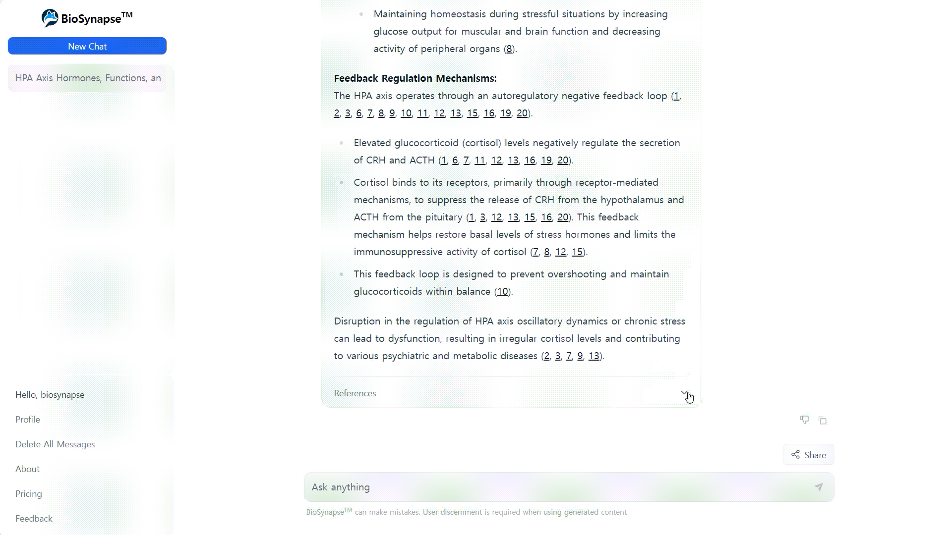 View how the sources for the answer are displayed